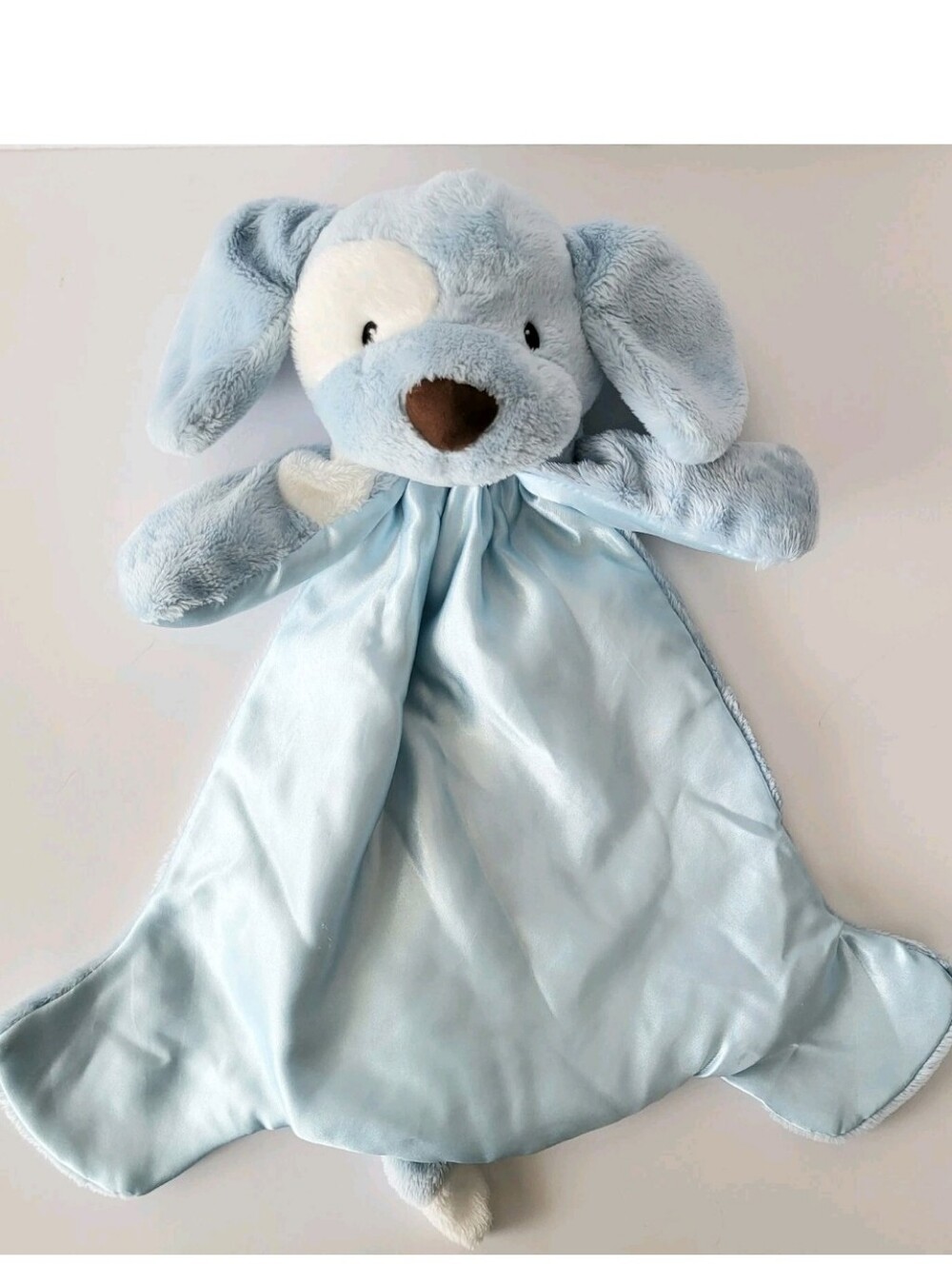 BABY GUND SPUNKY HUGGYBUDDY BLUE DOG PLUSH & SATIN LOVEY, SECURITY BLANKET